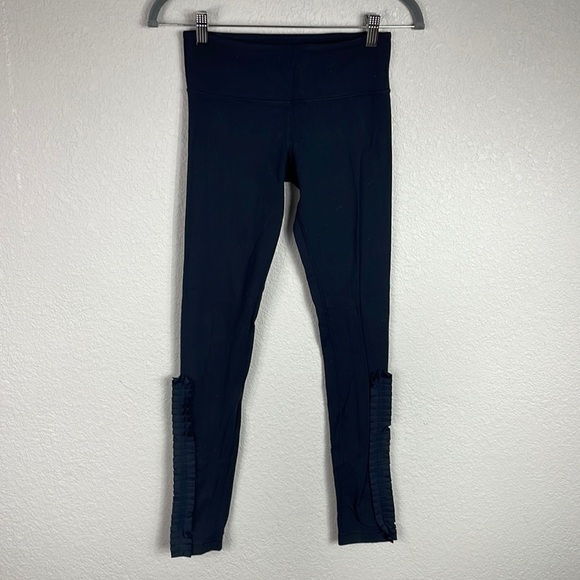 Lululemon Wunder Under Special Edition Ruffle Sides Leggings Full Length Black 4 - Picture 2 of 11
